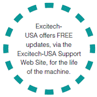 Excitech-USA offers FREE updates, via the Excitech-USA Support Web Site, for the life of the machine